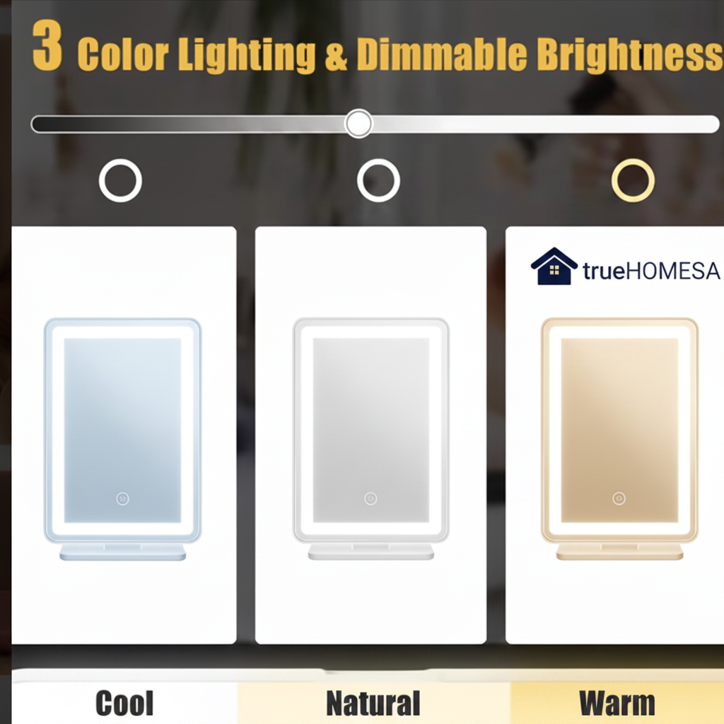 TrueHome SA LED Mirror - 3 Color Lighting Fixed Logo