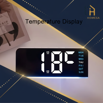 TrueHomeSA Digital Clock - Temperature Display Navy & Gold