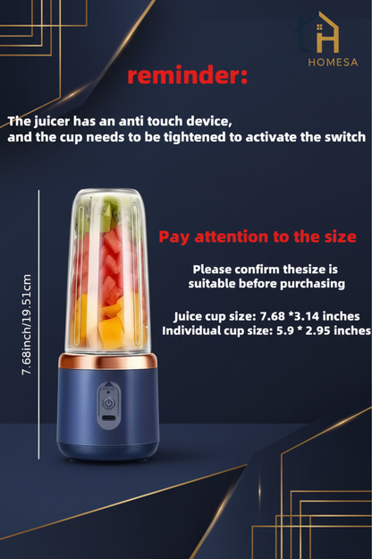 TrueHomeSA Portable Blender - Size Info Navy & Gold