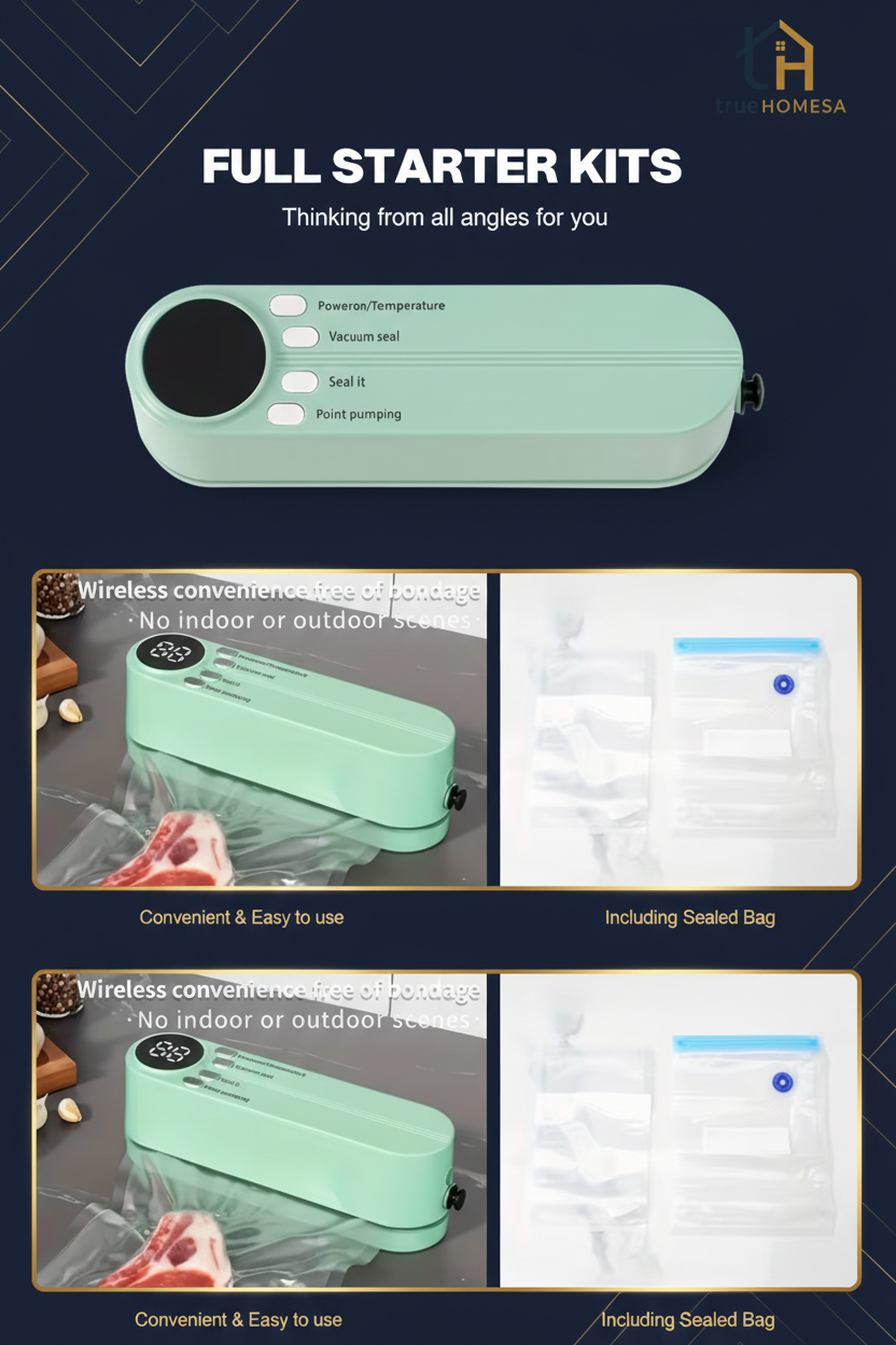 TrueHomeSA Vacuum Sealer - Full Starter Kits Navy & Gold