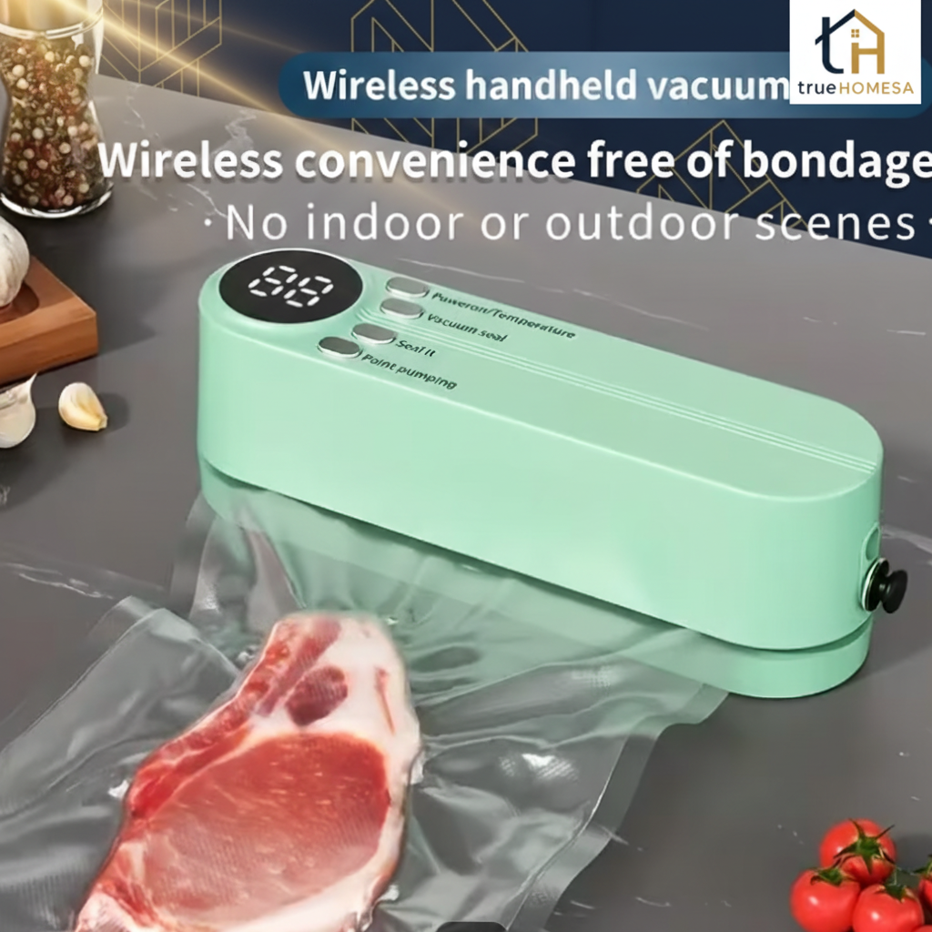 TrueHomeSA Vacuum Sealer - Wireless Handheld Navy & Gold